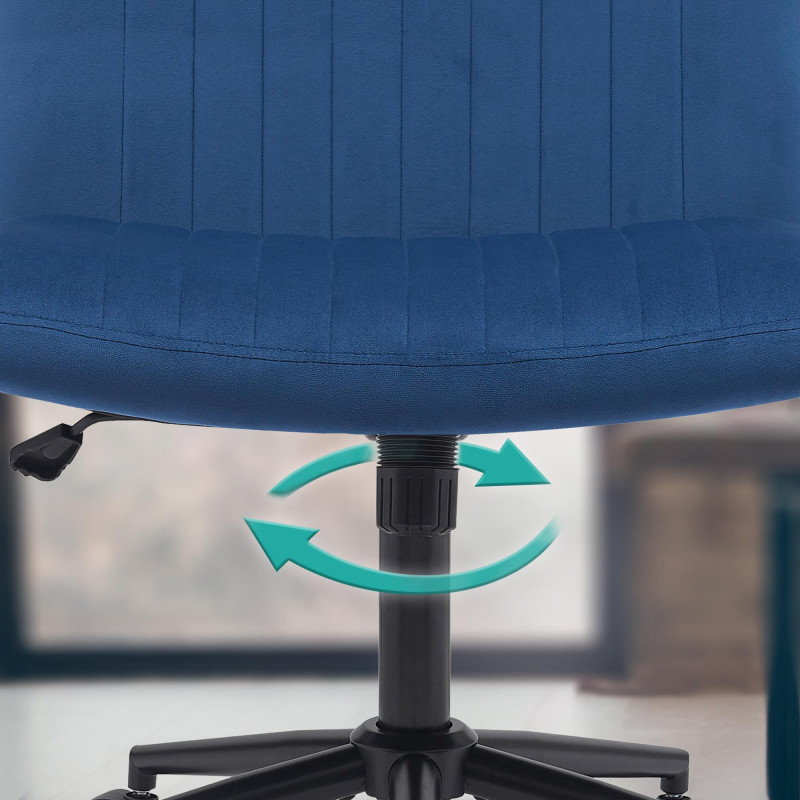 Chaise de bureau en velours Kingman bleu