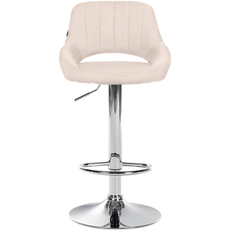Tabouret de bar Milet, tissu, chrome, crème