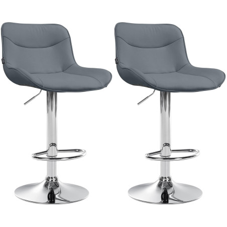 Lot de 2 tabourets de bar Vonore simili cuir gris chrome