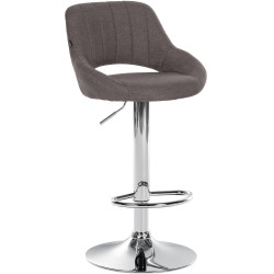 Tabouret de bar Milet, tissu, chrome, gris foncé