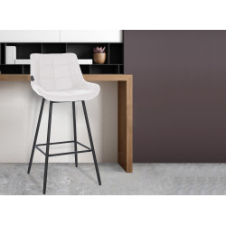 Tabouret de bar Weston, similicuir, blanc