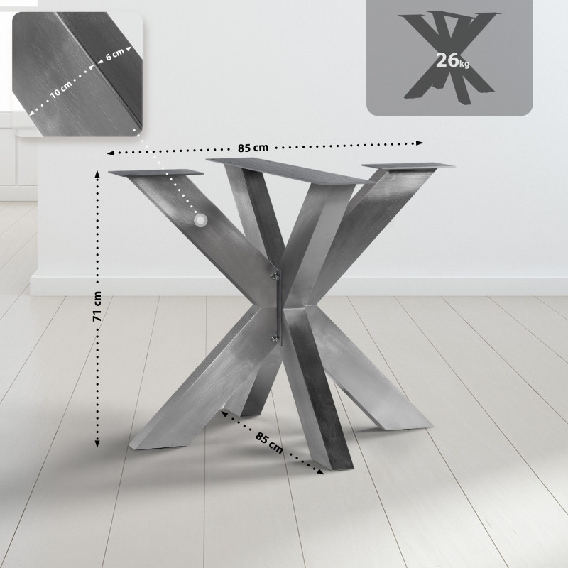 Pieds de tables à manger Duncan L85xL85xH71 cm acier inoxydable