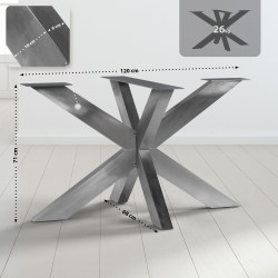 Pieds de tables à manger Duncan L120xL68xH71 cm acier inoxydable