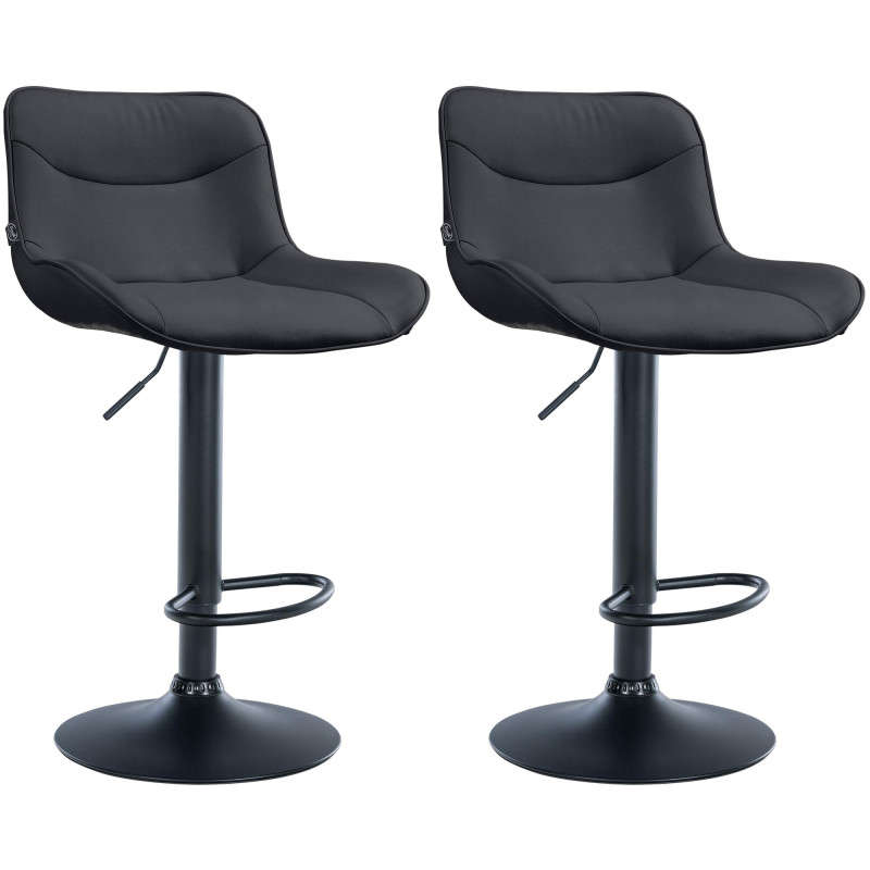 Lot de 2 tabourets de bar Vonore simili cuir noir