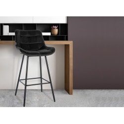 Taburete de bar Weston de terciopelo, negro