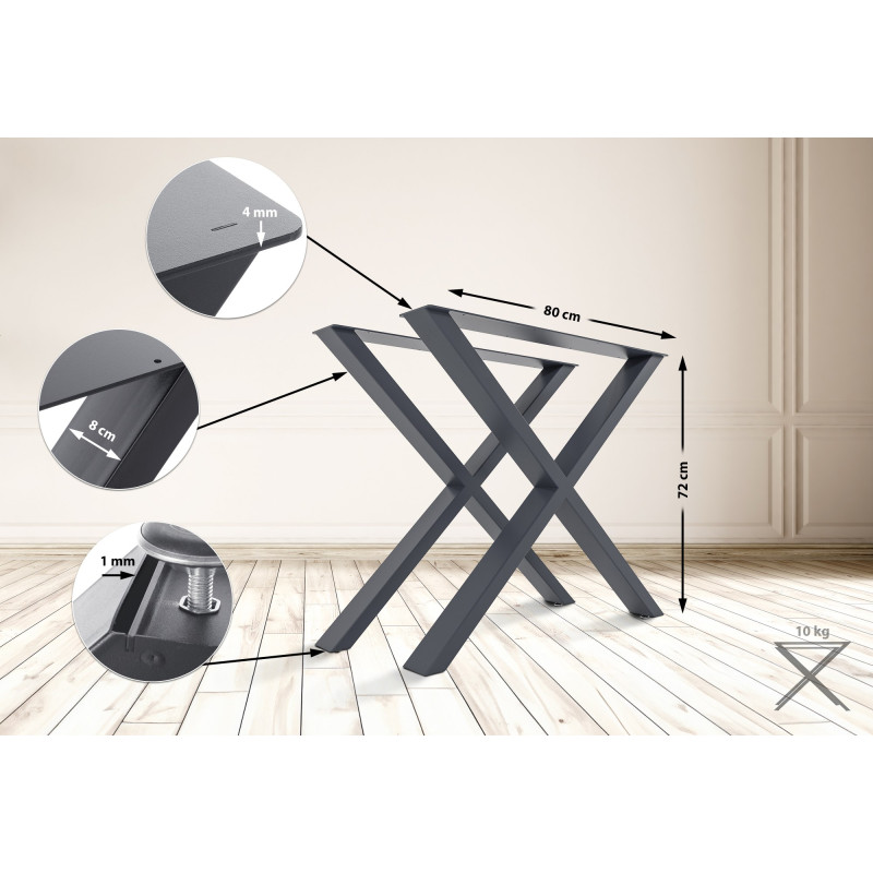 2x pieds de tables à manger Swift M gris