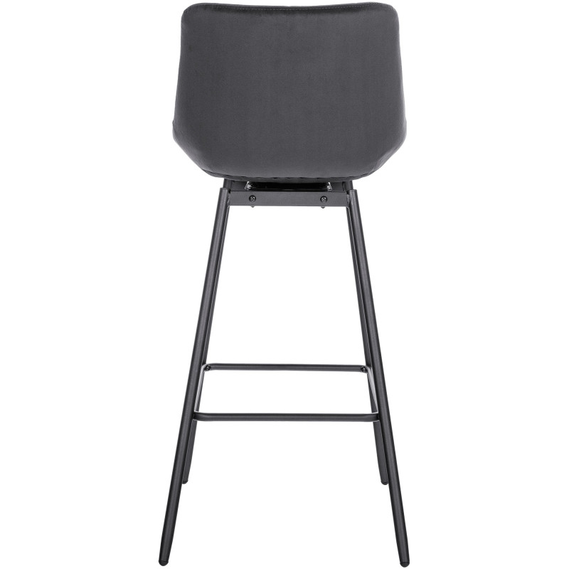 Tabouret de bar pivotant Weston, velours, gris foncé