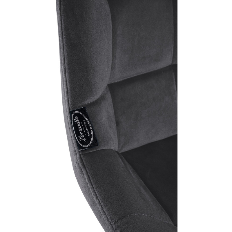 Tabouret de bar pivotant Weston, velours, gris foncé