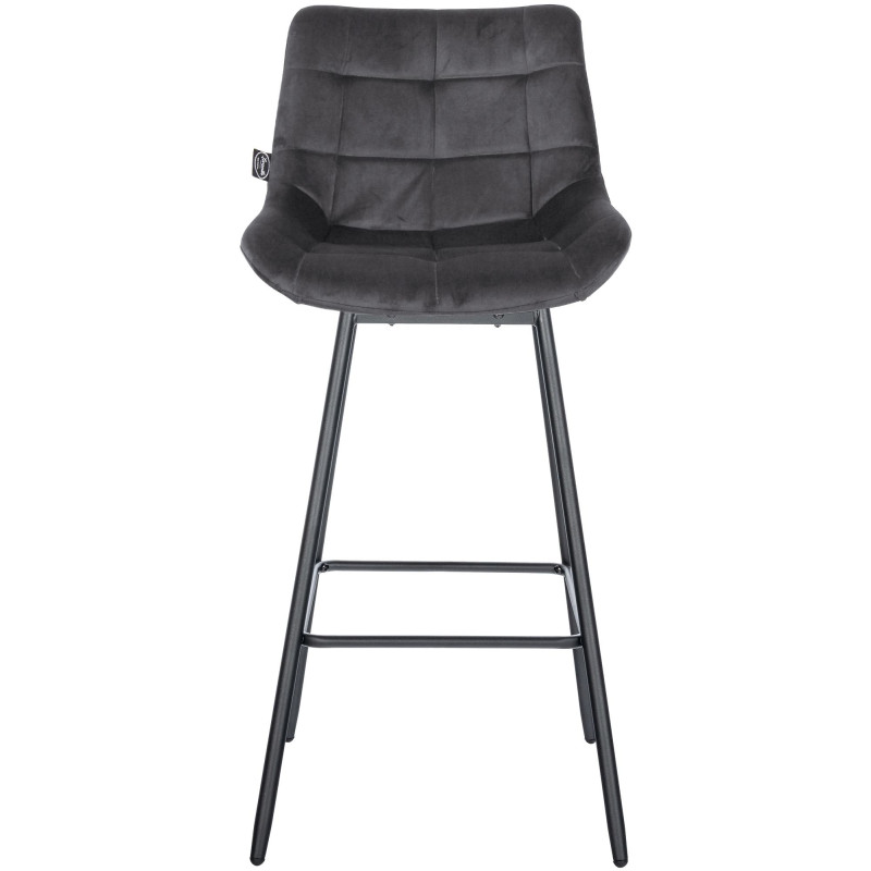 Tabouret de bar pivotant Weston, velours, gris foncé