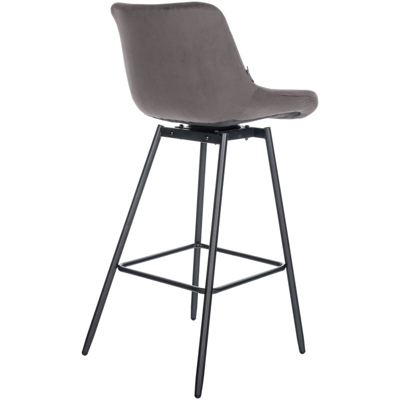 Tabouret de bar pivotant Weston, velours gris