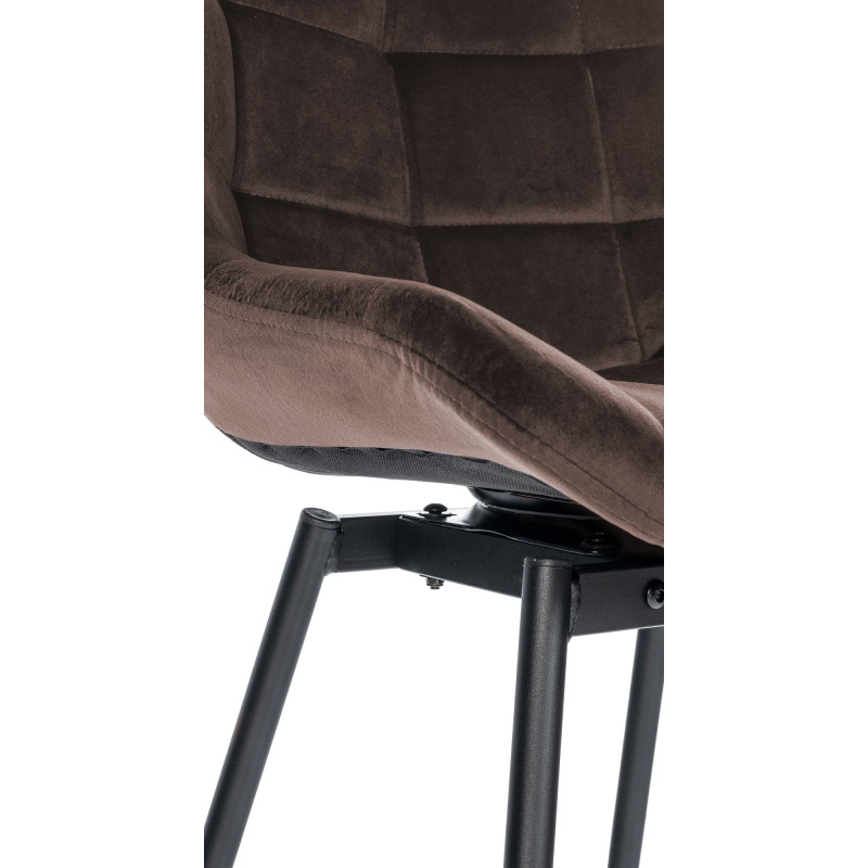 Tabouret de bar pivotant Weston, velours, marron