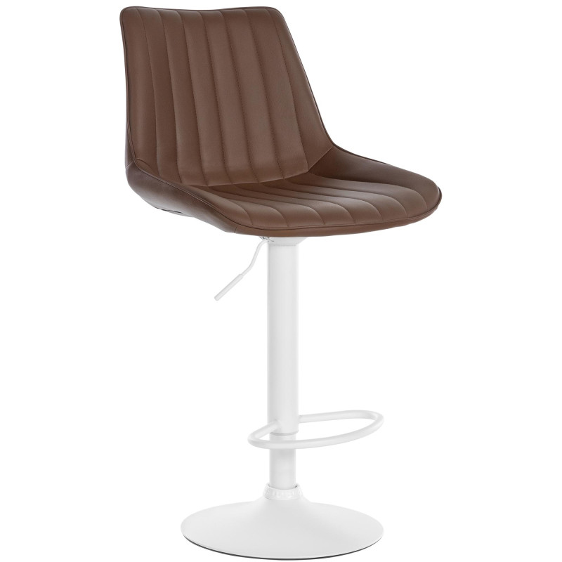 Tabouret de bar Toni, similicuir, blanc/marron