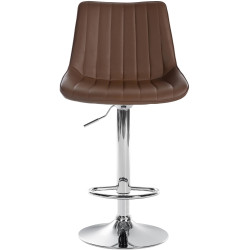 Tabouret de bar Toni, similicuir, chromé, marron