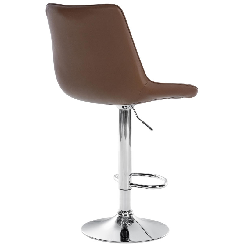 Tabouret de bar Toni, similicuir, chromé, marron