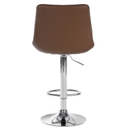 Tabouret de bar Toni, similicuir, chromé, marron