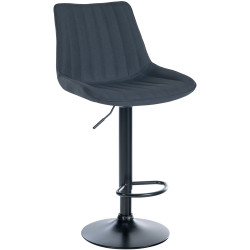Tabouret de bar Toni, tissu : noir/gris foncé