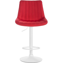 Tabouret de bar Toni en tissu blanc et rouge