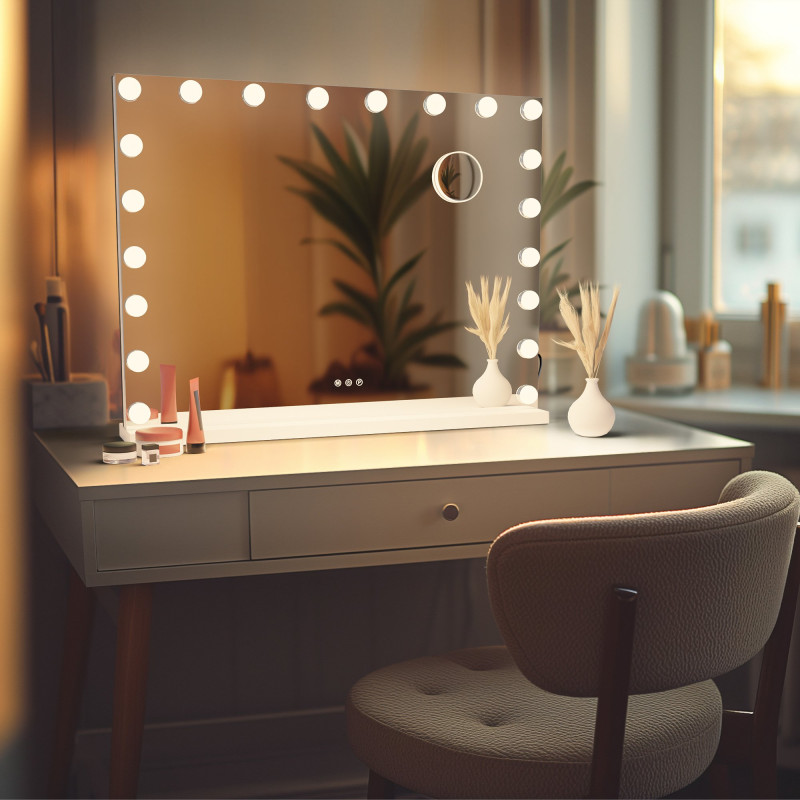 Miroir de maquillage Norlina avec Bluetooth blanc