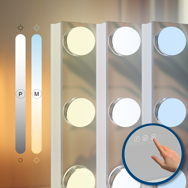 Miroir de maquillage Norlina avec Bluetooth blanc