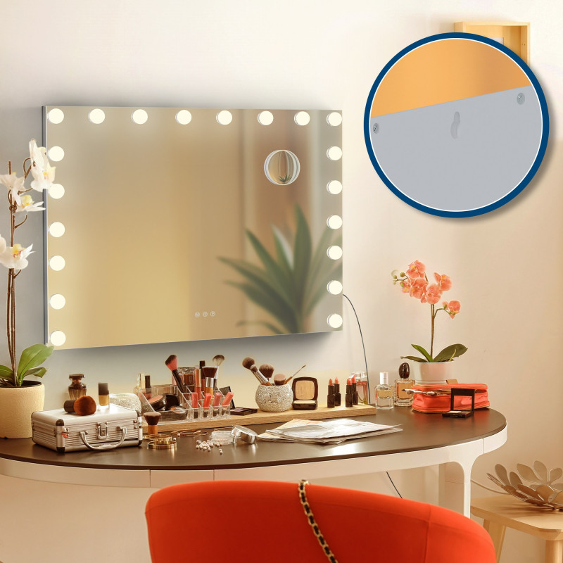 Miroir de maquillage Norlina avec Bluetooth blanc