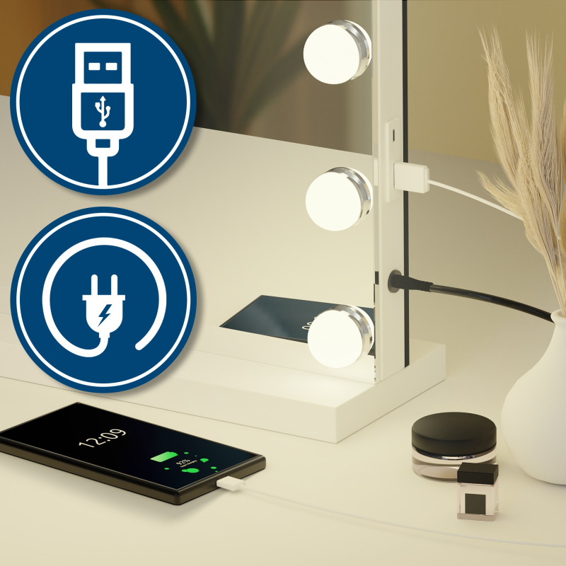 Miroir de maquillage Norlina sans Bluetooth blanc