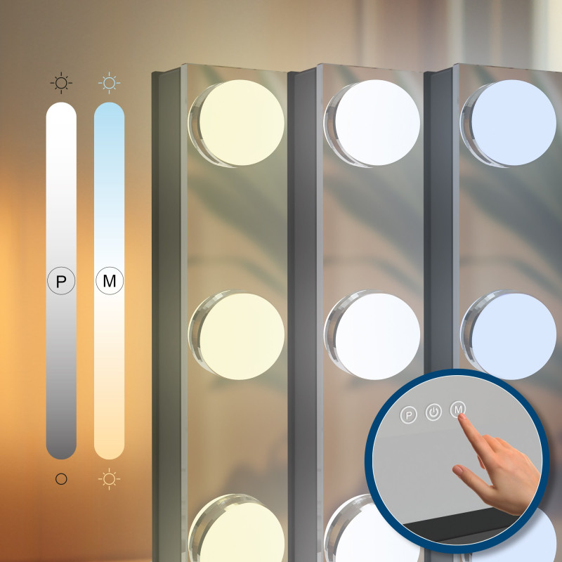 Miroir de maquillage Norlina avec Bluetooth noir
