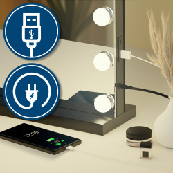 Miroir de maquillage Norlina sans Bluetooth noir