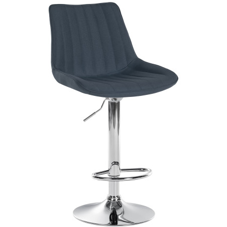 Tabouret de bar Toni, tissu, chrome, gris foncé