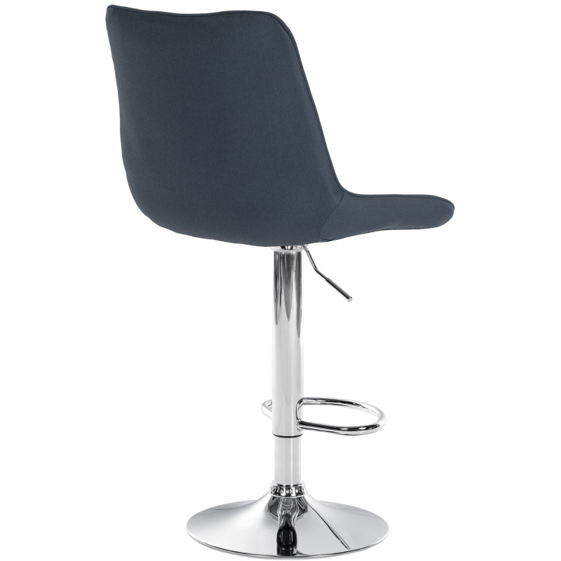Tabouret de bar Toni, tissu, chrome, gris foncé