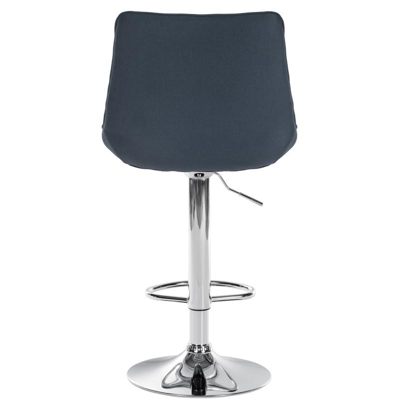 Tabouret de bar Toni, tissu, chrome, gris foncé