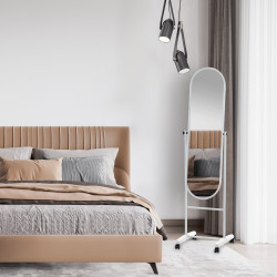 Miroir ovale sur pied Nane blanc