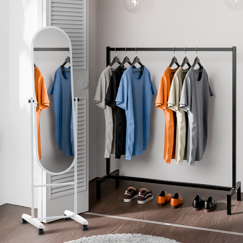 Miroir ovale sur pied Nane blanc