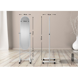 Miroir ovale sur pied Nane blanc