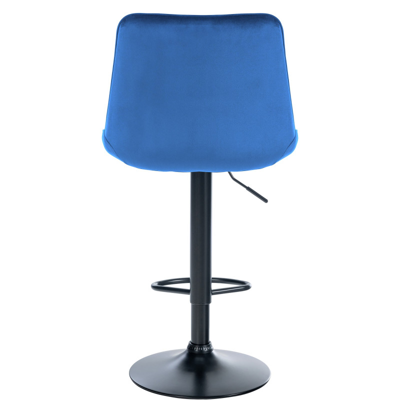 Tabouret de bar Toni en velours, noir et bleu