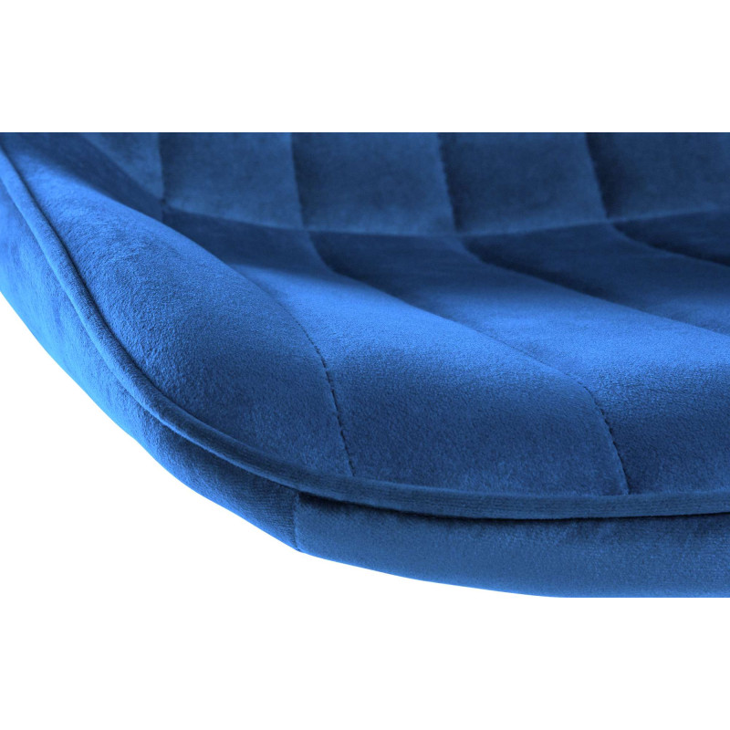 Tabouret de bar Toni en velours, noir et bleu