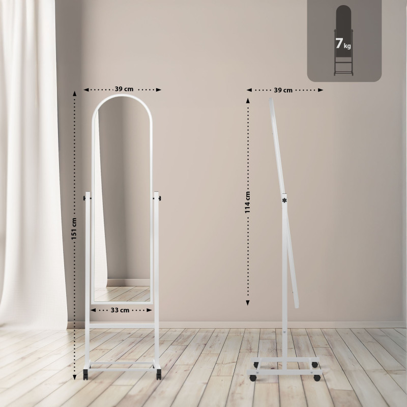 Miroir sur pied Evoir blanc