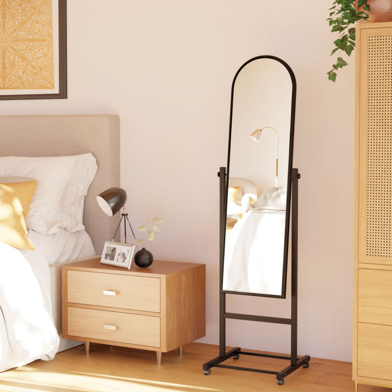 Miroir sur pied Evoir noir