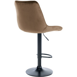 Tabouret de bar Toni en velours, noir/marron