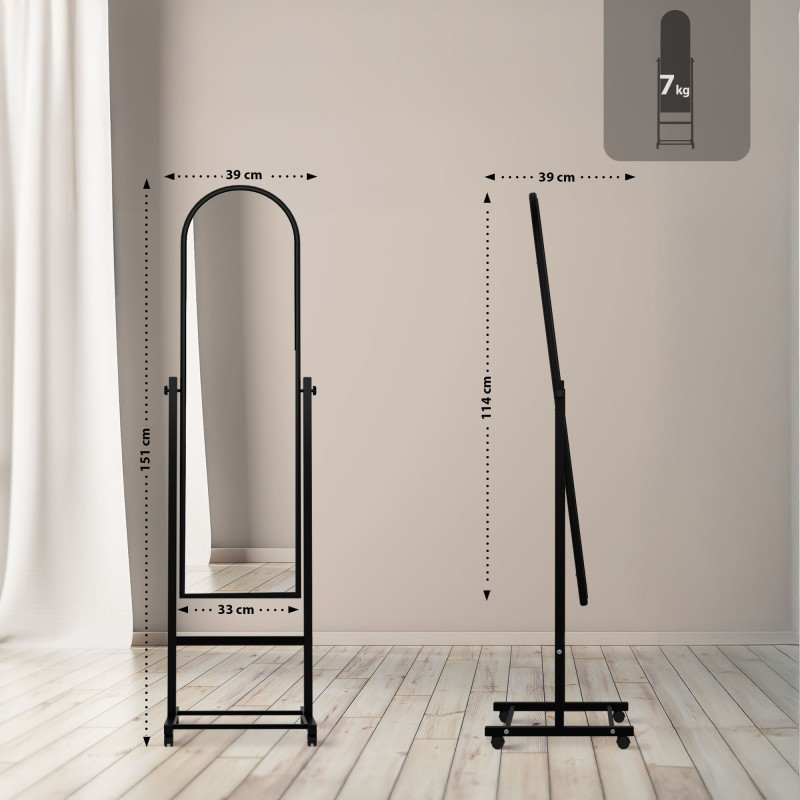 Miroir sur pied Evoir noir