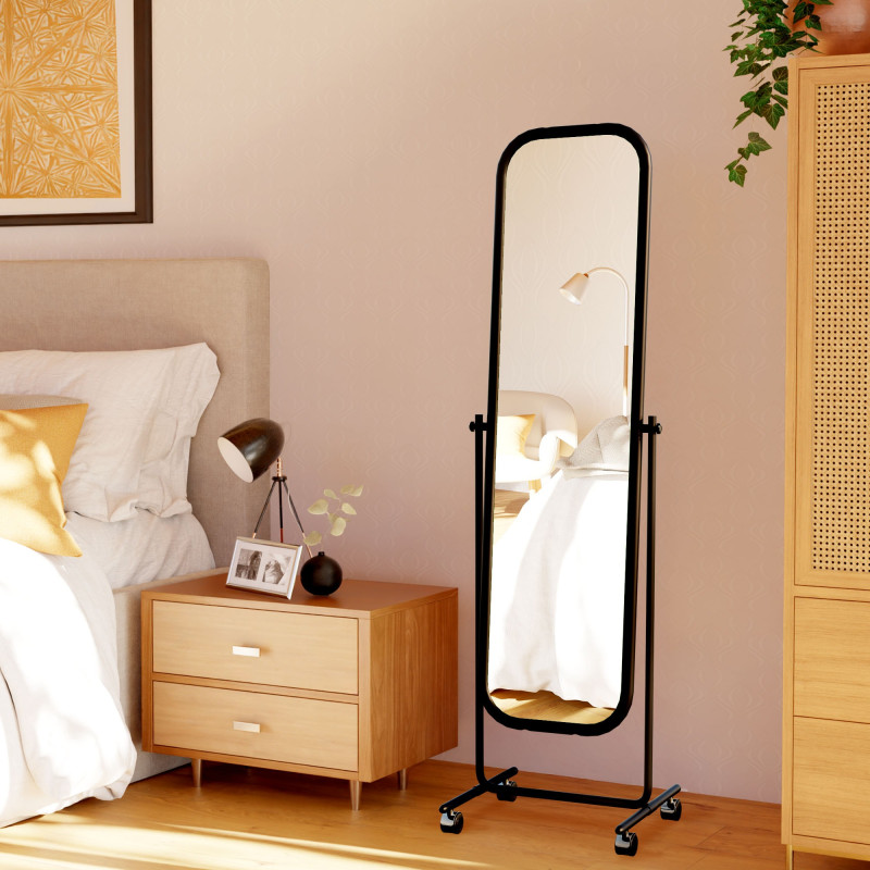 Miroir sur pied carré Medusa noir