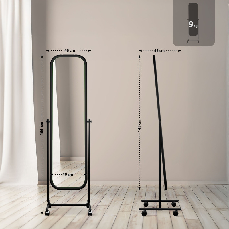 Miroir sur pied carré Medusa noir