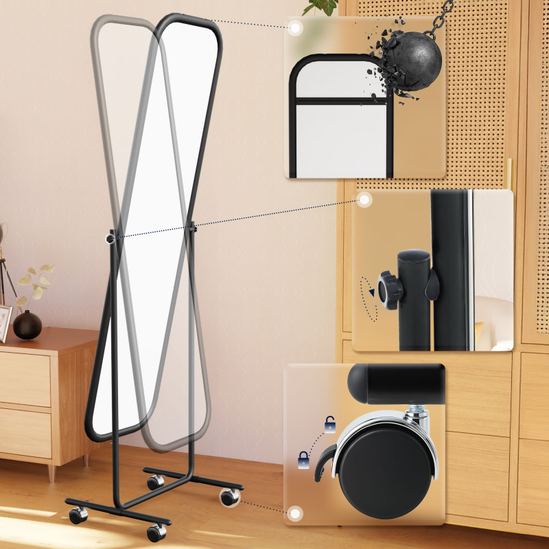 Miroir sur pied carré Medusa noir