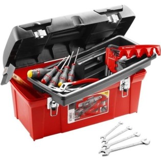 Caisse a outils FACOM + 20 outils - 5 Tournevis Protwist + 9 Clés m‚les + 4 Clés a fourche + Marteau rivoir + Pince - TBX1M.PB