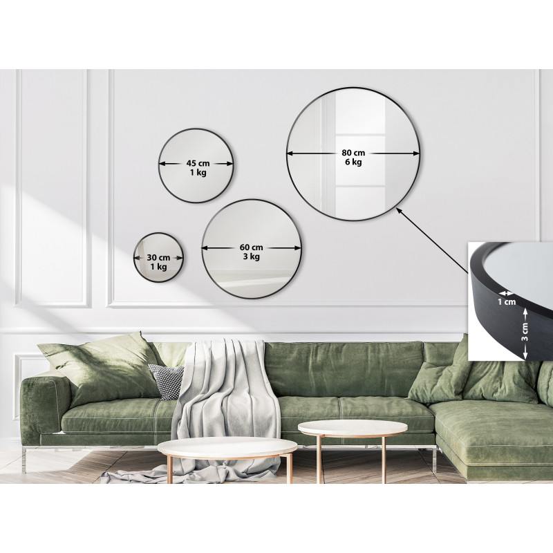 Miroir mural Elsie M noir