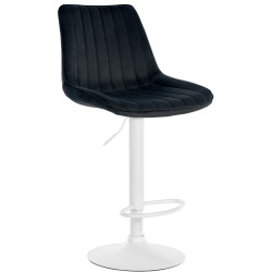 Tabouret de bar Toni en velours, blanc/noir