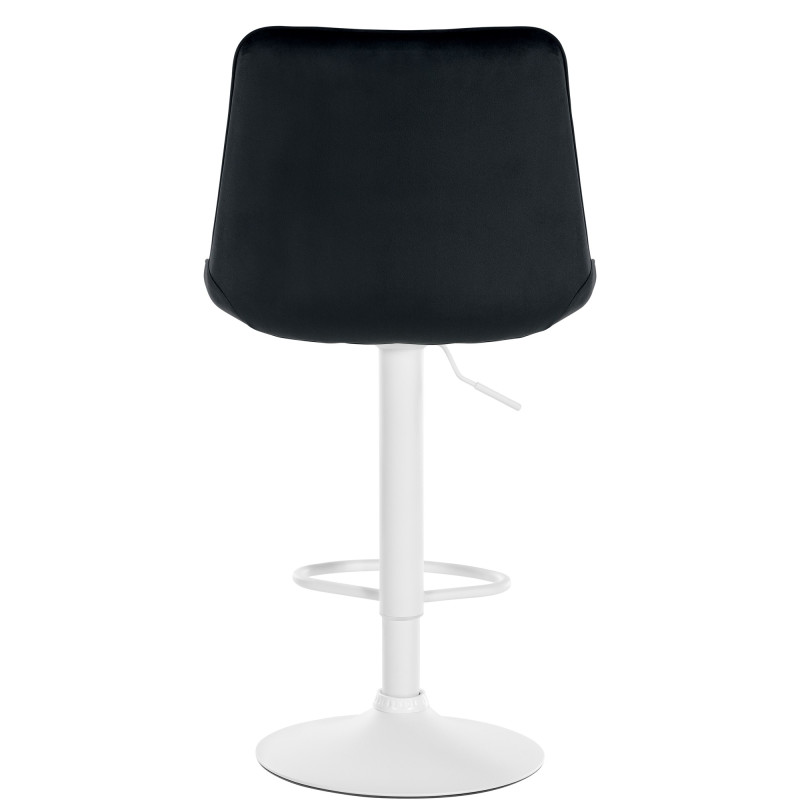 Tabouret de bar Toni en velours, blanc/noir