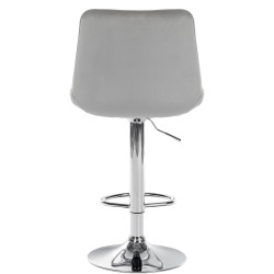 Tabouret de bar Toni, velours, gris chromé