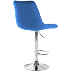 Tabouret de bar Toni en velours, bleu chromé
