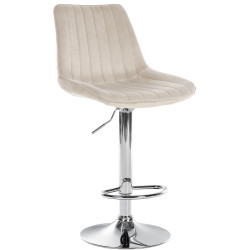 Tabouret de bar Toni en velours, chrome et crème