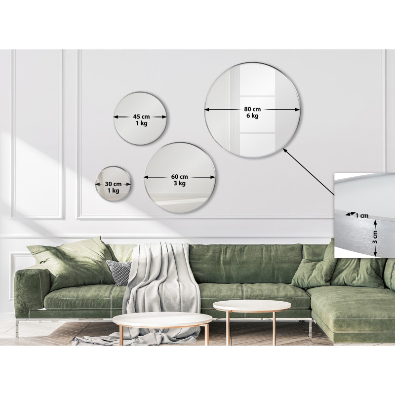 Miroir mural Elsie L argent